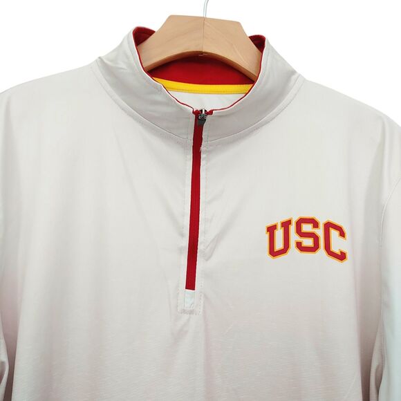 Cardinal USC Trojans Windshirt Colosseum Mens Large White  1/4 Zip Athletic - Picture 2 of 11
